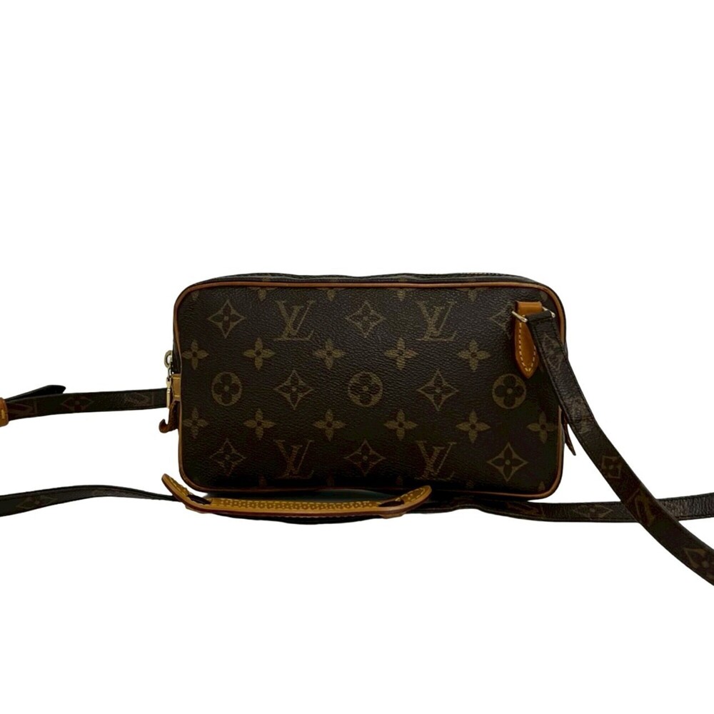 LOUIS VUITTON Authentic Brown Monogram Leather Pochette Shoulder Bag